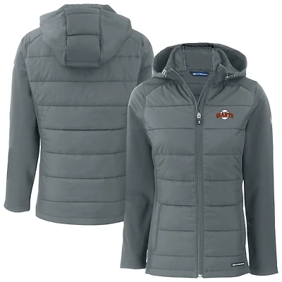 Veste à capuche entièrement zippée en softshell recyclée Evoke Hybrid Eco pour femme, grise, des San Francisco Giants, Cutter & Buck