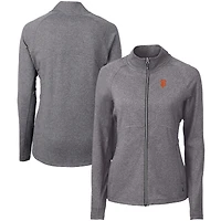 Women's Cutter & Buck  Heather Black San Francisco Giants Adapt Eco Knit Raglan Full-Zip Jacket