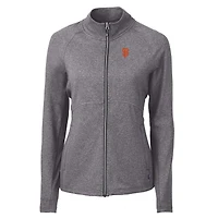 Women's Cutter & Buck  Heather Black San Francisco Giants Adapt Eco Knit Raglan Full-Zip Jacket