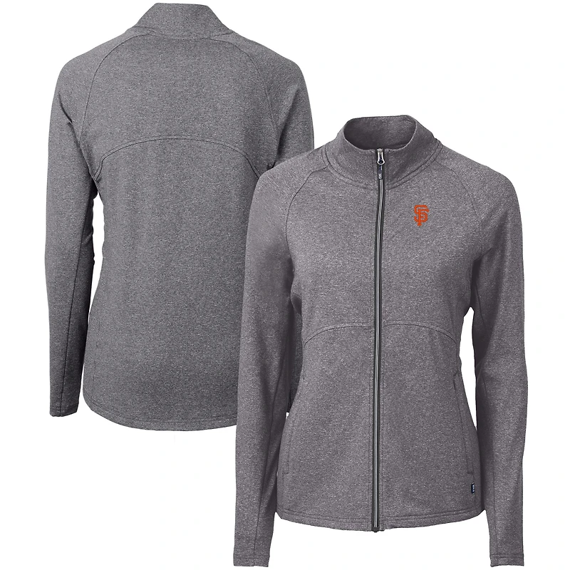Women's Cutter & Buck  Heather Black San Francisco Giants Adapt Eco Knit Raglan Full-Zip Jacket