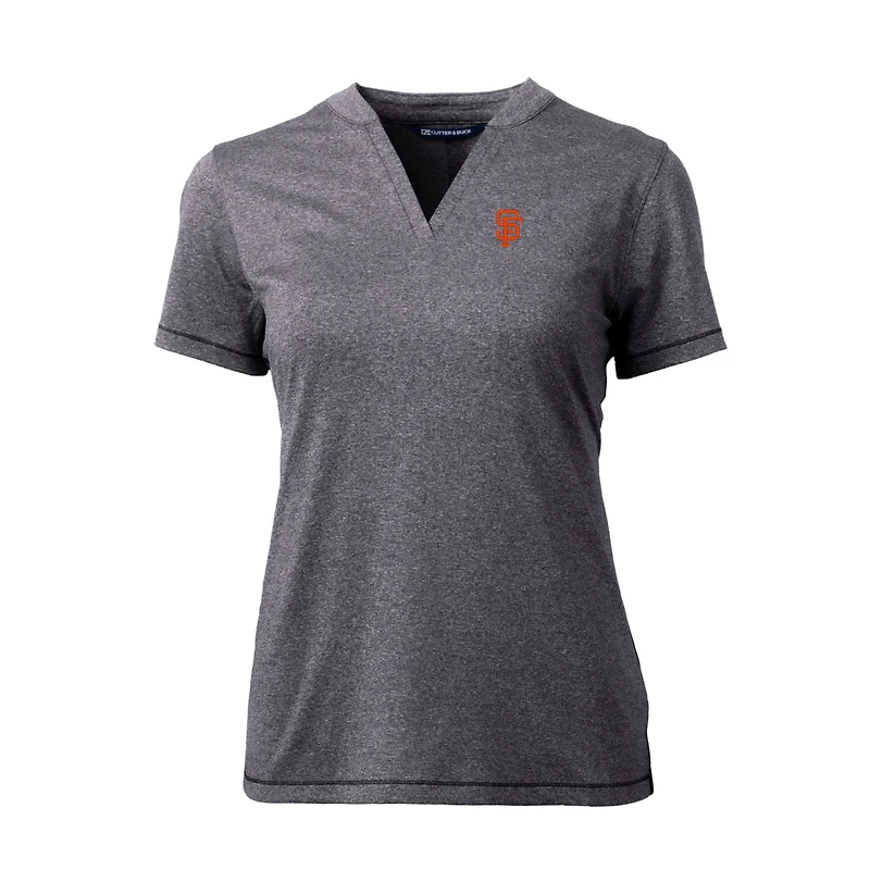 Women's Cutter & Buck Heather Charcoal San Francisco Giants DryTec Forge Stretch V-Neck Blade Top