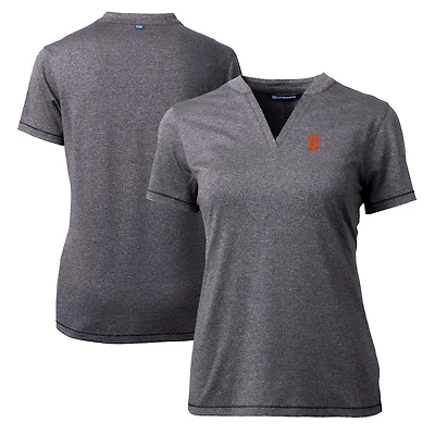 Women's Cutter & Buck Heather Charcoal San Francisco Giants DryTec Forge Stretch V-Neck Blade Top