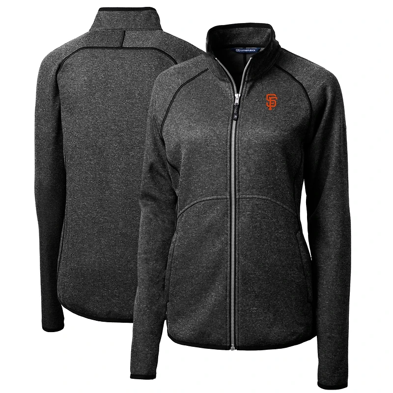 Veste pull-over zippée en tricot Mainsail pour femme Cutter & Buck Heathered Anthracite des Giants de San Francisco