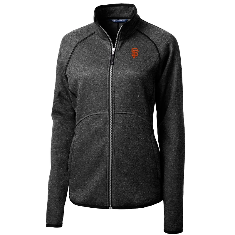 Veste pull-over zippée en tricot Mainsail pour femme Cutter & Buck Heathered Anthracite des Giants de San Francisco
