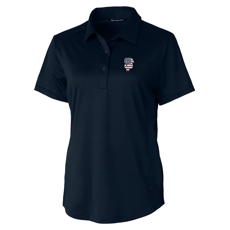 Women's Cutter & Buck Navy San Francisco Giants Americana Logo Prospect DryTec Textured Stretch Polo