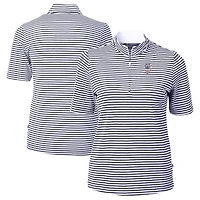 Women's Cutter & Buck Navy San Francisco Giants Virtue Eco Pique Stripe Recycled Quarter-Zip Pullover Top