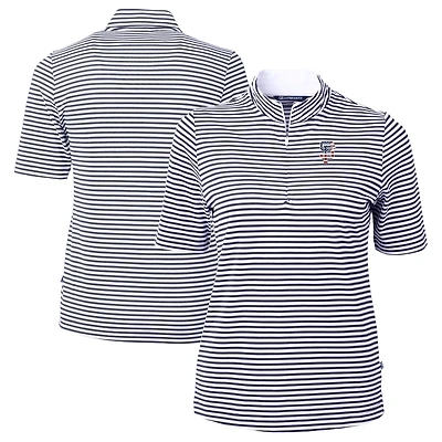 Women's Cutter & Buck Navy San Francisco Giants Virtue Eco Pique Stripe Recycled Quarter-Zip Pullover Top