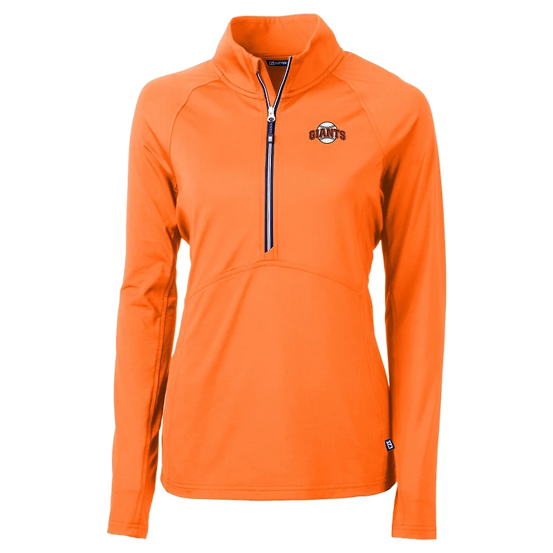 Women's Cutter & Buck Orange San Francisco Giants  DryTec Adapt Eco Knit Stretch Recycled Raglan Half-Zip Top