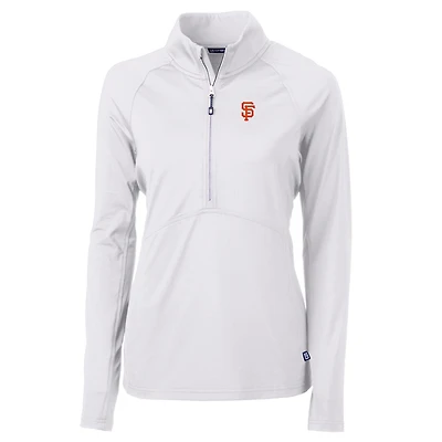 Women's Cutter & Buck White San Francisco Giants Adapt Eco Knit Stretch Half-Zip Pullover Top