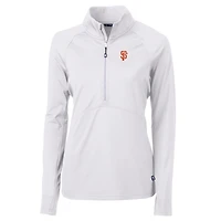 Women's Cutter & Buck White San Francisco Giants Adapt Eco Knit Stretch Half-Zip Pullover Top