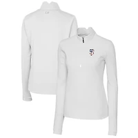 Women's Cutter & Buck White San Francisco Giants Americana Logo DryTec Traverse Stretch Quarter-Zip Pullover Top