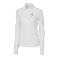 Pull-over blanc à fermeture éclair quart de tour pour femme Cutter & Buck avec logo Americana des Giants San Francisco DryTec Traverse Stretch