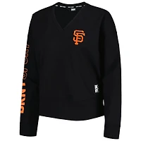 Women's DKNY Sport Black San Francisco Giants Lily V-Neck Pullover Sweatshirt