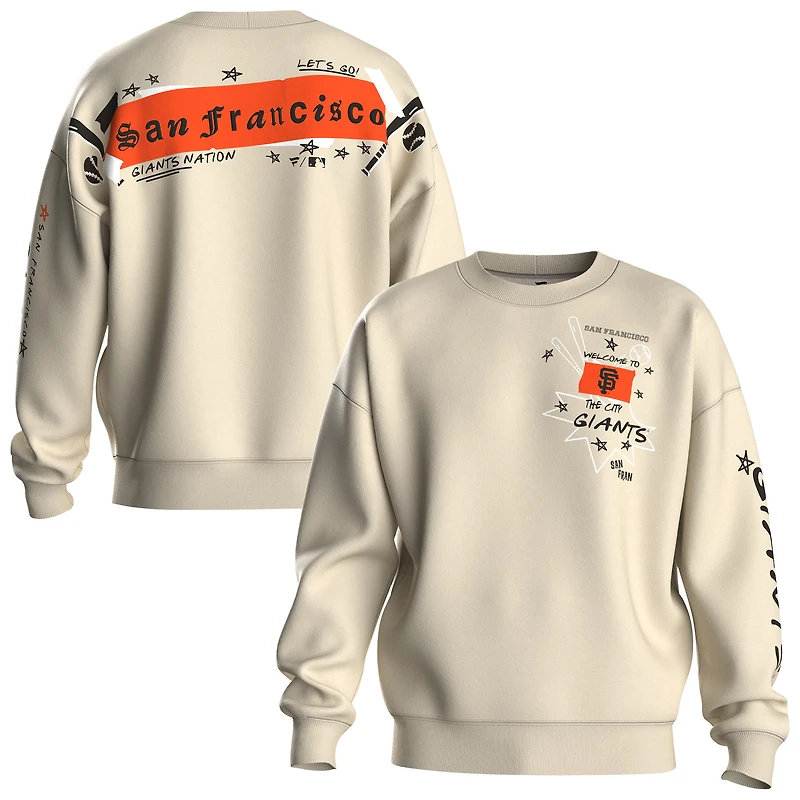 Sweat-shirt polaire beige à graffiti des Giants de San Francisco pour femme, la marque Fanatics.