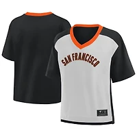 Women's Fanatics Black/Graphite San Francisco Giants Oversized Race To Win V-Neck T-Shirt