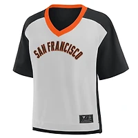 Women's Fanatics Black/Graphite San Francisco Giants Oversized Race To Win V-Neck T-Shirt