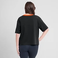 Women's Fanatics Black/Graphite San Francisco Giants Oversized Race To Win V-Neck T-Shirt