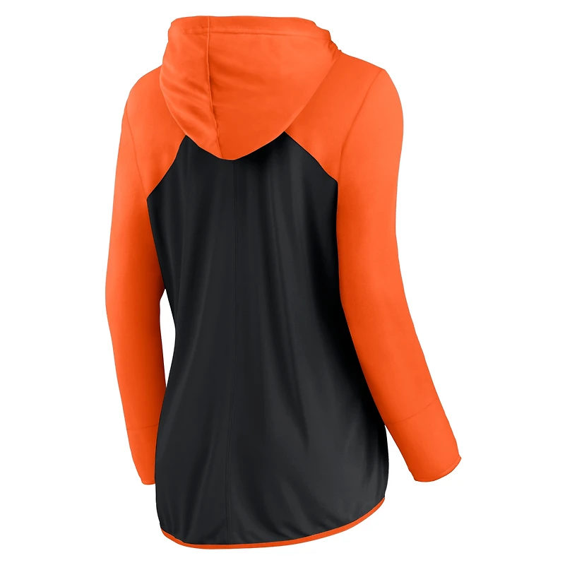 Veste à capuche entièrement zippée Fanatics pour femmes, noir/orange, San Francisco Giants Forever Fan