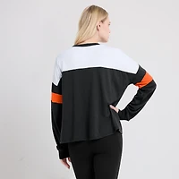 Women's Fanatics Black/White San Francisco Giants Even Match Lace-Up Long Sleeve V-Neck T-Shirt