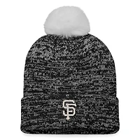Women's Fanatics Black/White San Francisco Giants Iconic Cuffed Knit Hat with Pom
