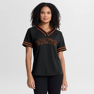 T-shirt raglan à col en V Fanatics noir San Francisco Giants Diva Race Ahead pour femme