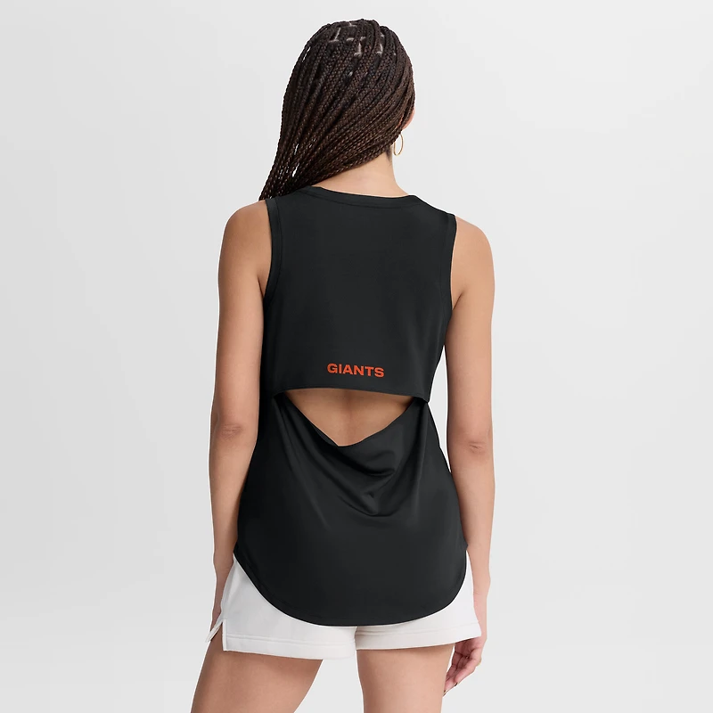 Débardeur de performance Fanatics noir pour femme, San Francisco Giants, dos en maille drapée