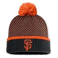 Bonnet en tricot à revers et pompon Fundamental Jacquard Fanatics pour femme, noir, San Francisco Giants