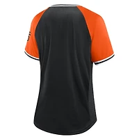 Women's Fanatics Black San Francisco Giants Glitz & Glam League Diva Raglan V-Neck T-Shirt