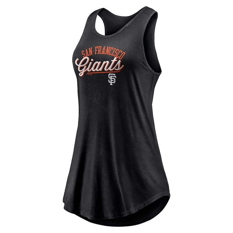 Women's Fanatics Black San Francisco Giants Simplicity Swing Racerback Scoop Neck Tank Top