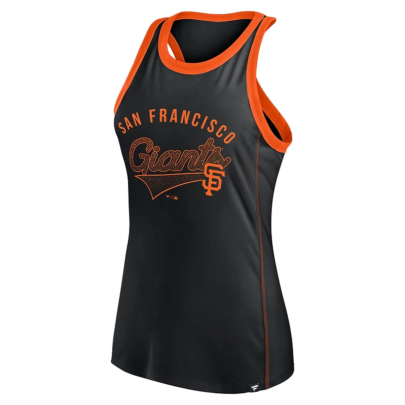 Women's Fanatics Black San Francisco Giants Tailsweep Fashion Racerback Rhinestone Tank Top