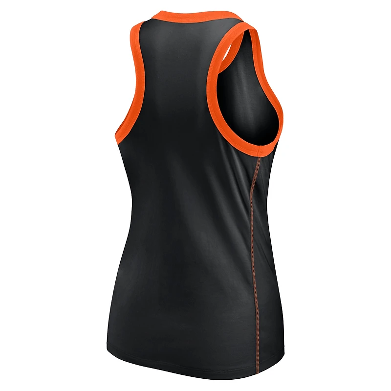 Women's Fanatics Black San Francisco Giants Tailsweep Fashion Racerback Rhinestone Tank Top