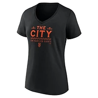 T-shirt noir à col en V Fanatics pour femmes Giants de San Francisco The City