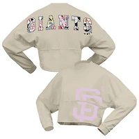 Women's Fanatics  Cream San Francisco Giants Floral Preppy Cropped Long Sleeve T-Shirt
