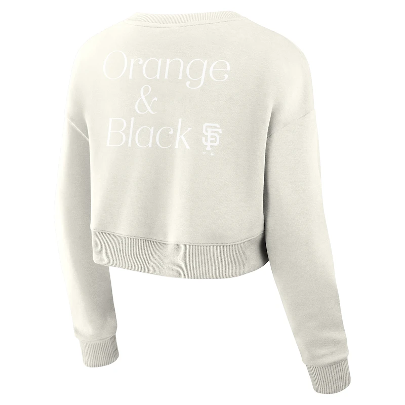 Women's Fanatics Cream San Francisco Giants Studio Cropped Pullover Sweatshirt
