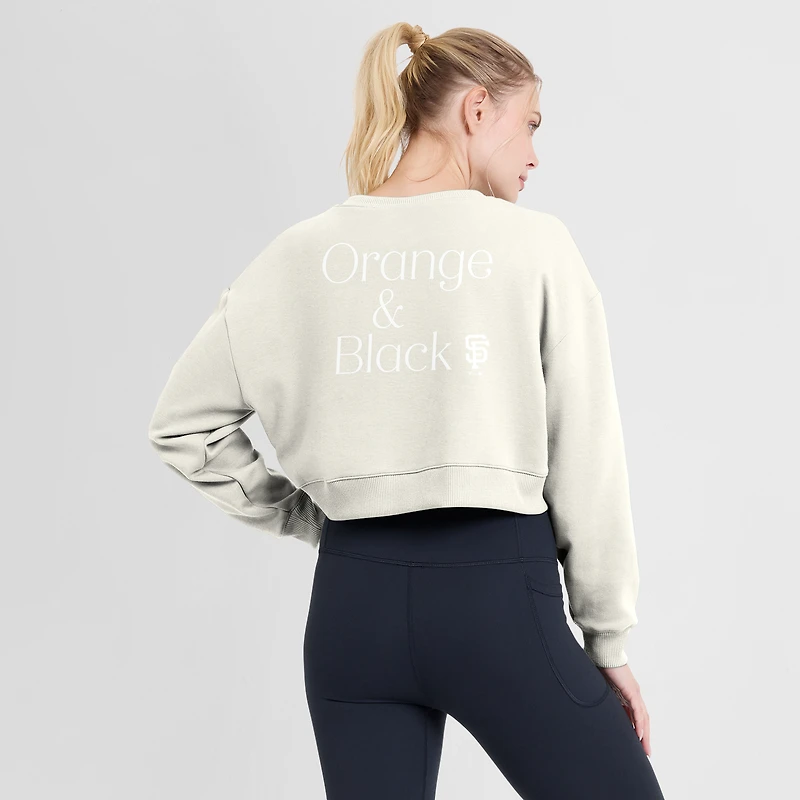 Women's Fanatics Cream San Francisco Giants Studio Cropped Pullover Sweatshirt
