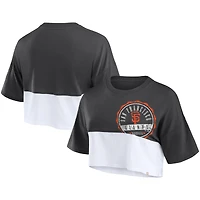 Women's Fanatics Heather Black/White San Francisco Giants Color Split Boxy Cropped T-Shirt