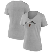 Women's Fanatics Heather Gray San Francisco Giants Core Wahconah V-Neck T-Shirt