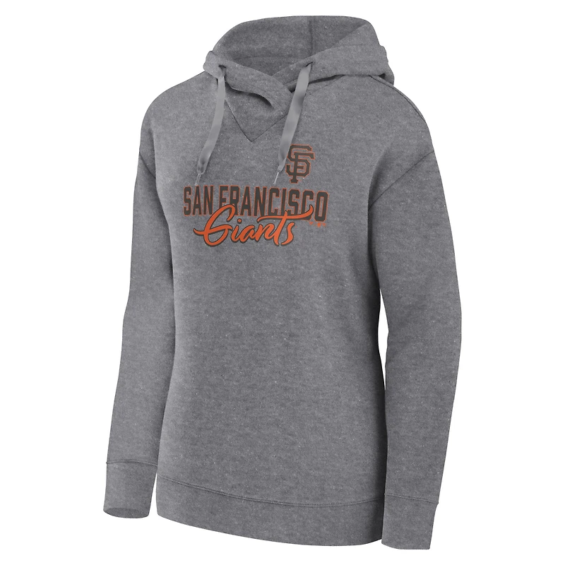 Women's Fanatics Heather Gray San Francisco Giants Script Favorite Lightweight Pullover Hoodie