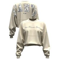 T-shirt court à manches longues Fanatics beige clair pour femme, motif floral et inscription « San Francisco Giants Spirit ».