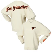 Women's Fanatics  Tan San Francisco Giants Pennant Flag Branded Fleece Pullover Sweatshirt