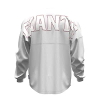 T-shirt à manches longues Fanatics blanc San Francisco Giants pour femmes, avec broderie Spirit Jersey