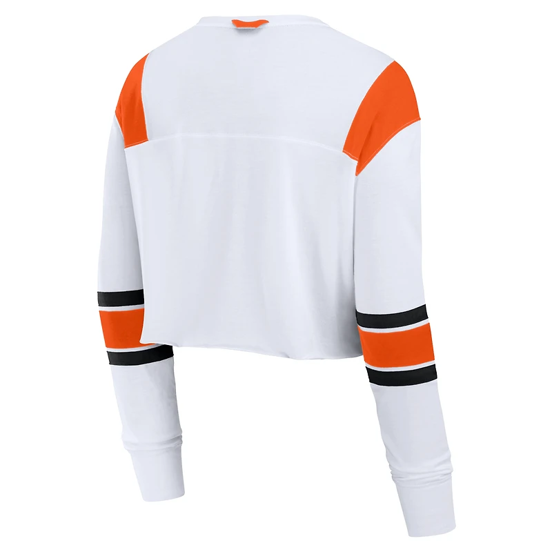 Women's Fanatics  White San Francisco Giants Stretch Cropped Fashion Long Sleeve T-Shirt