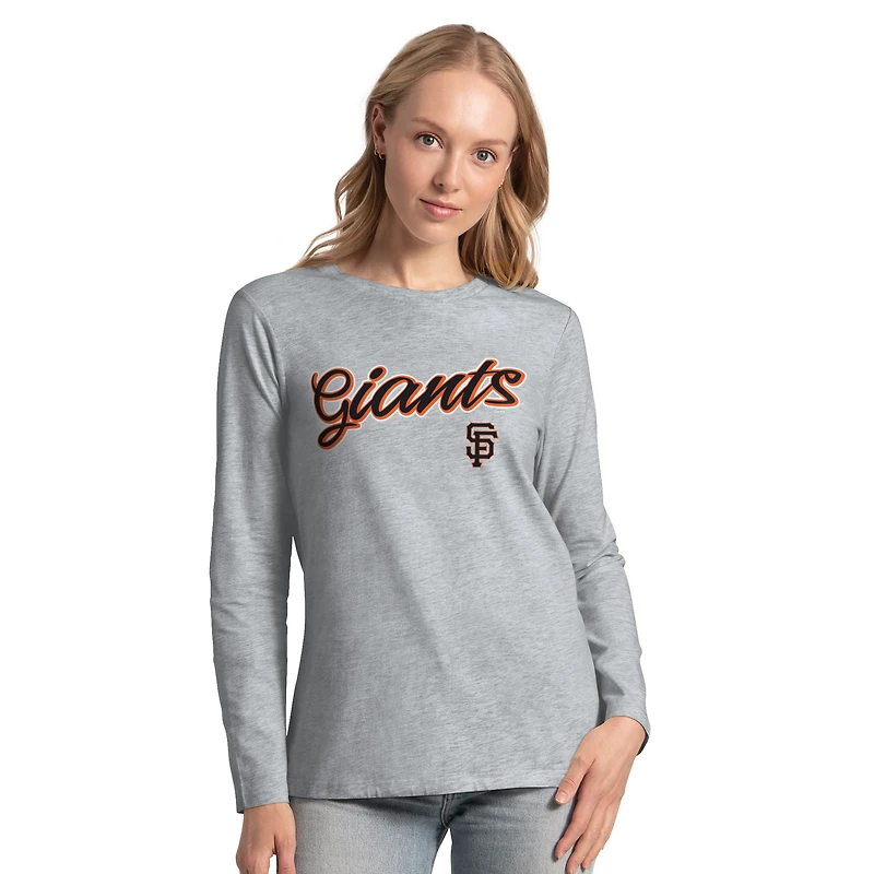 Pack de t-shirts à manches courtes et longues G-III 4Her pour femmes par Carl Banks, noir/gris chiné, San Francisco Giants