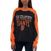 Women's G-III 4Her by Carl Banks Black/Orange San Francisco Giants Smash Raglan Long Sleeve T-Shirt