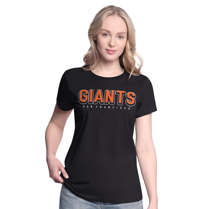 Lot de deux t-shirts G-III 4Her pour femmes par Carl Banks, noir et orange, San Francisco Giants