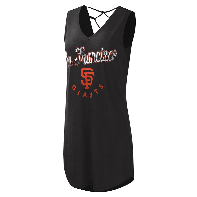 Robe noire G-III 4Her by Carl Banks pour femmes des Giants de San Francisco Game Time Burnout Beach à col en V