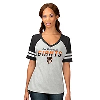 Women's G-III 4Her by Carl Banks Heather Gray San Francisco Giants Goal Line Raglan V-Neck T-Shirt