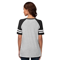 Women's G-III 4Her by Carl Banks Heather Gray San Francisco Giants Goal Line Raglan V-Neck T-Shirt