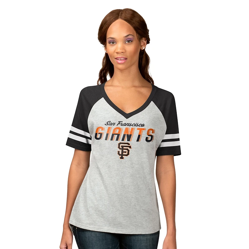 T-shirt raglan à col en V G-III 4Her pour femme par Carl Banks, gris chin