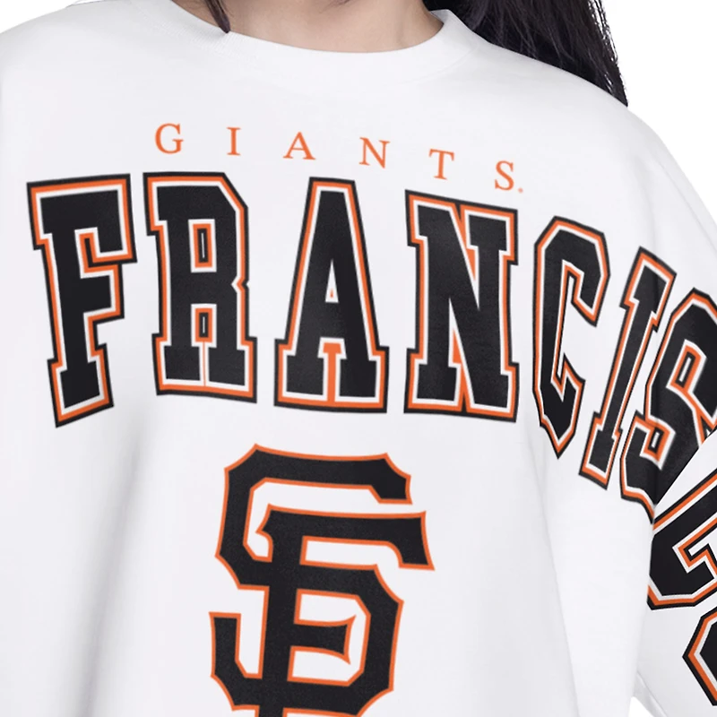 Sweat-shirt court G-III 4Her pour femme par Carl Banks, blanc, San Francisco Giants Bleachers